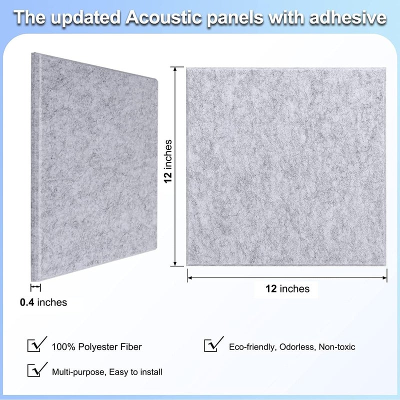 Dmsky 18 Pack Gray Acoustic Panels 12"X12"X 0.4" Soundproof Wall Panels Wall Decoration Sound Absorbing Panel High-Density Sound Deadening Panels Acoustic Treatment Panel For Home Studio - Image 4